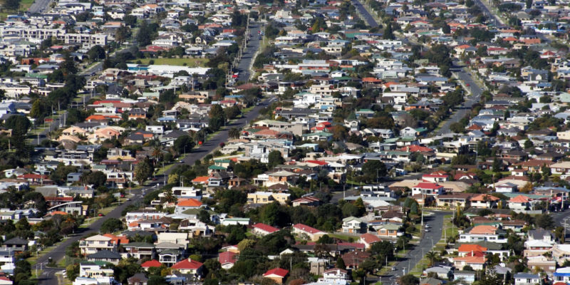 Aerial view of houses and homes in Tauranga, Bay of Plenty, New Zealand.